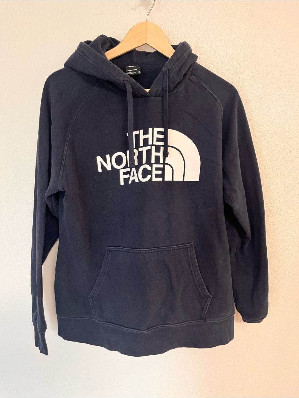 The North Face Navy Pullover Hoodie with White Logo